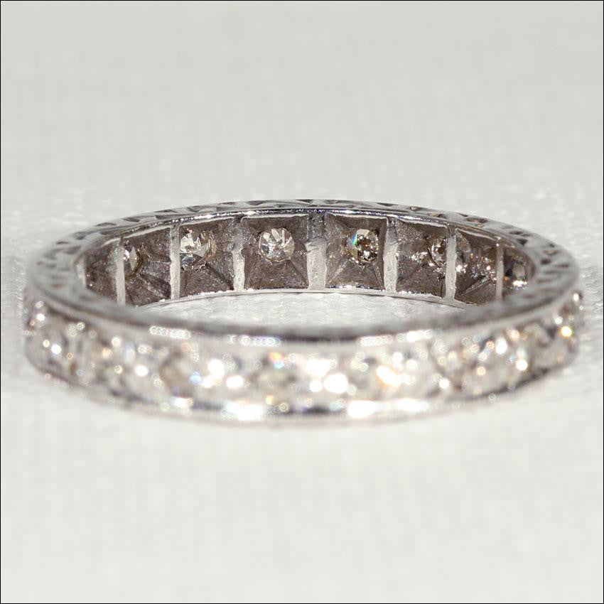 Vintage Diamond Eternity Band, Size 6.5 in 18k White Gold