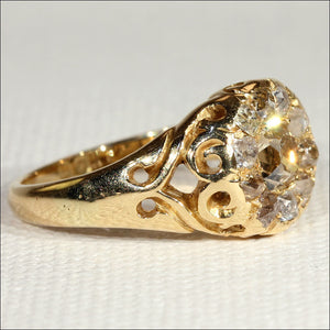 Vintage Diamond Art Nouveau Cluster Ring, 18k Gold