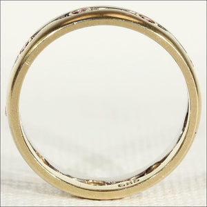 Vintage Yellow and White Gold Band set with Pink Diamonds, size 7.5