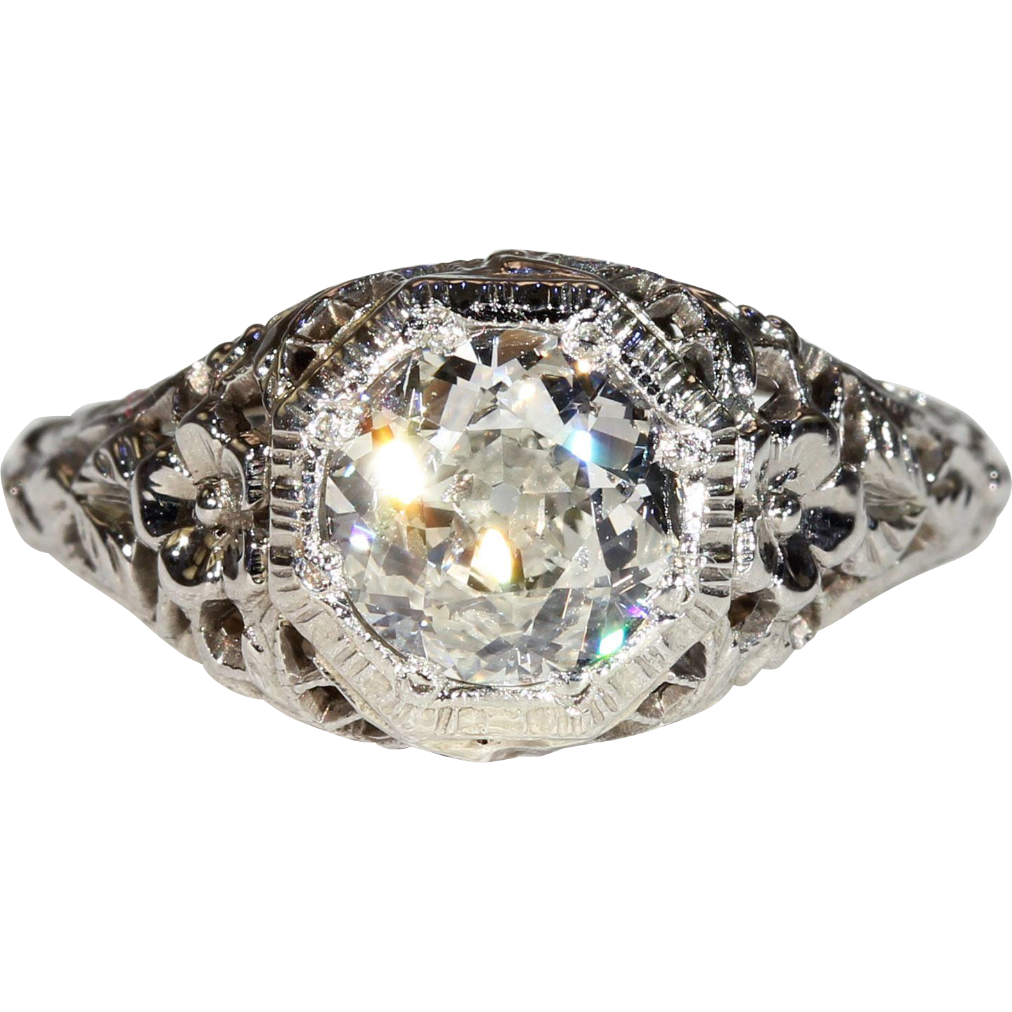 Vintage Art Deco Diamond Solitaire Ring 1.02ct