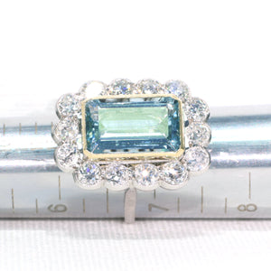 Vintage Art Deco Aquamarine Diamond Cluster Ring Hollywood Glamour