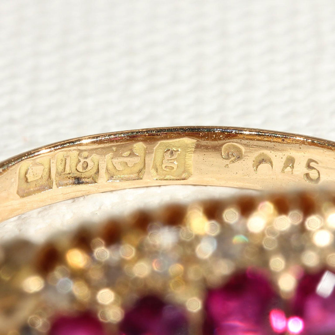 Edwardian 5 Stone Ruby Diamond Ring
