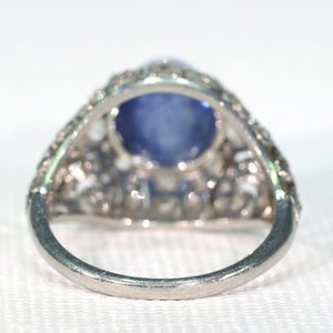 Stunning Natural Ceylon Sapphire Diamond Dome Ring Art Deco