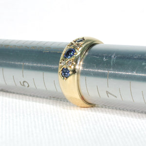 Edwardian Sapphire Diamond Ring Gypsy Set 18k Gold
