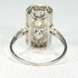 Antique Art Deco Yellow Diamond 3 Stone Ring Engagement Platinum