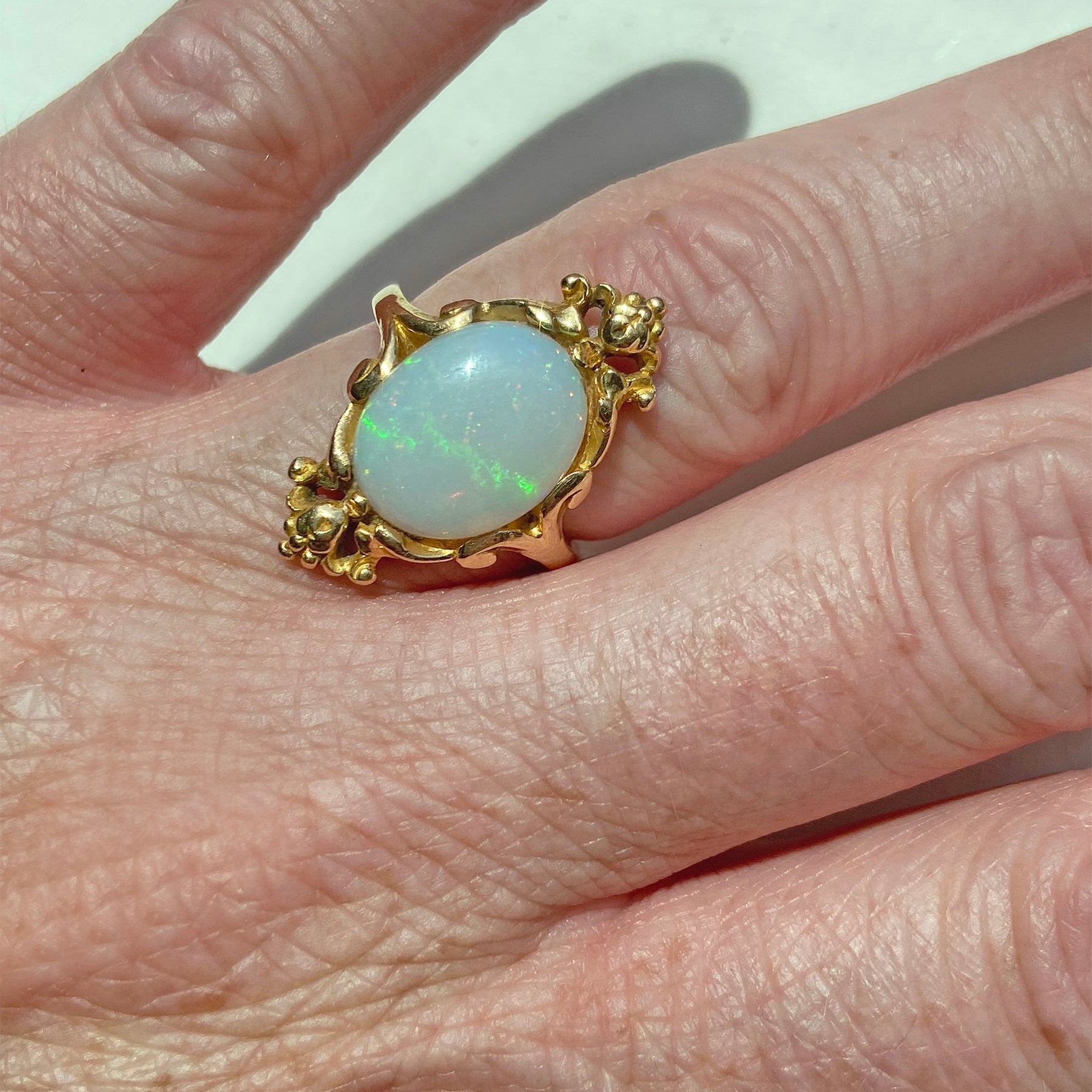 French Art Nouveau Large Opal Ring 18k Gold