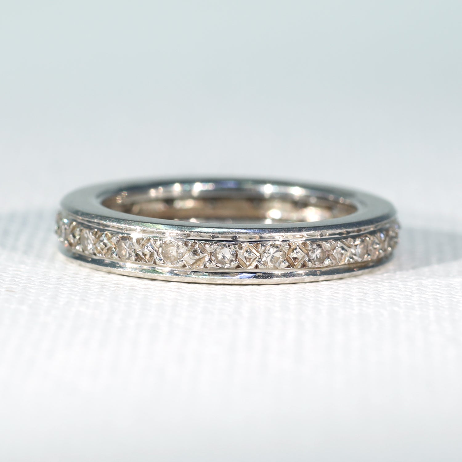 Art Deco French Platinum Diamond Eternity Band, c. 1930 Size 5.5