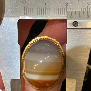 High Domed Banded Agate Ring Carneilian 18k Gold