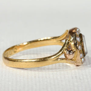 Victorian Gold Pearl and Hair Ring Hallmarked 1859