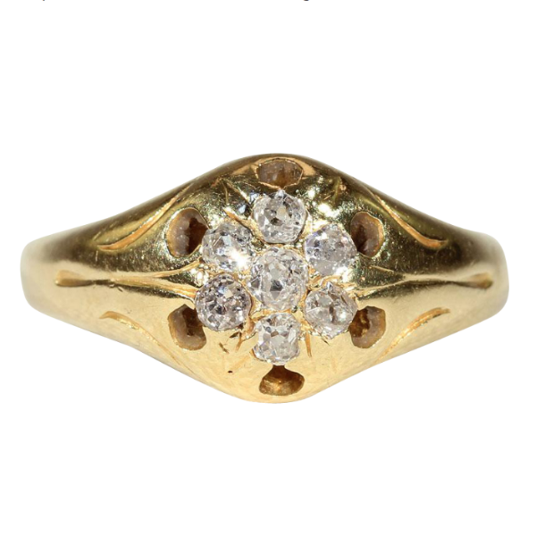 Antique Victorian Diamond Cluster Ring with .3 ctw in 18k Gold