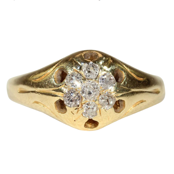 Antique Victorian Diamond Cluster Ring with .3 ctw in 18k Gold ...
