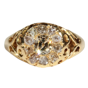 Vintage Diamond Art Nouveau Cluster Ring, 18k Gold