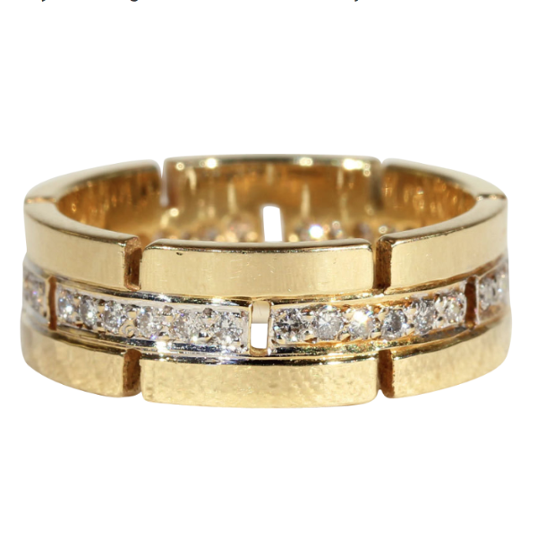Funky 70s Vintage Diamond and Gold Eternity Band