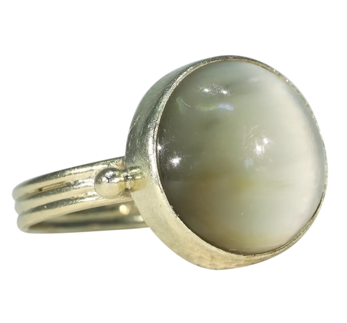 Vintage Cats Eye Quartz Ring 14k Gold Solitaire