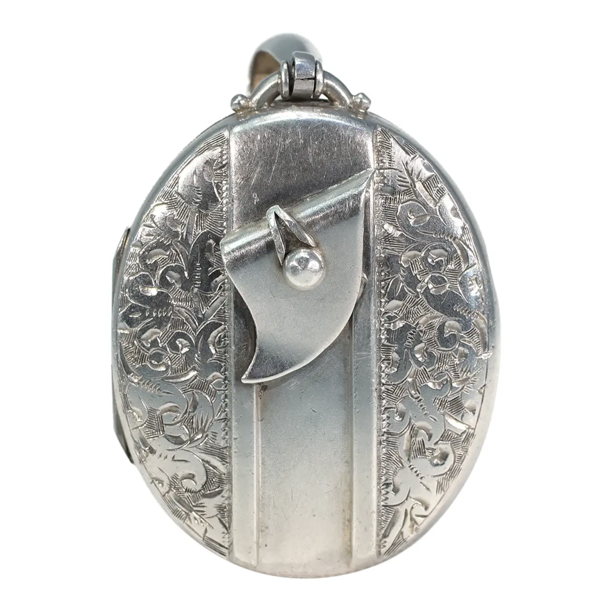 Engraved Blt Monogram Silver Compartment Pendant