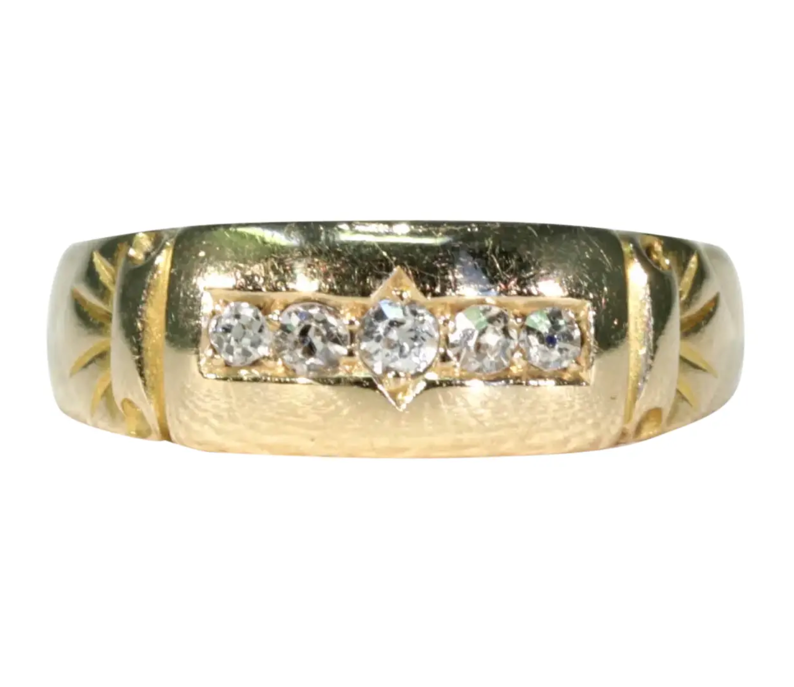 Antique Victorian 5 Diamond Ring 18k Gold 1897
