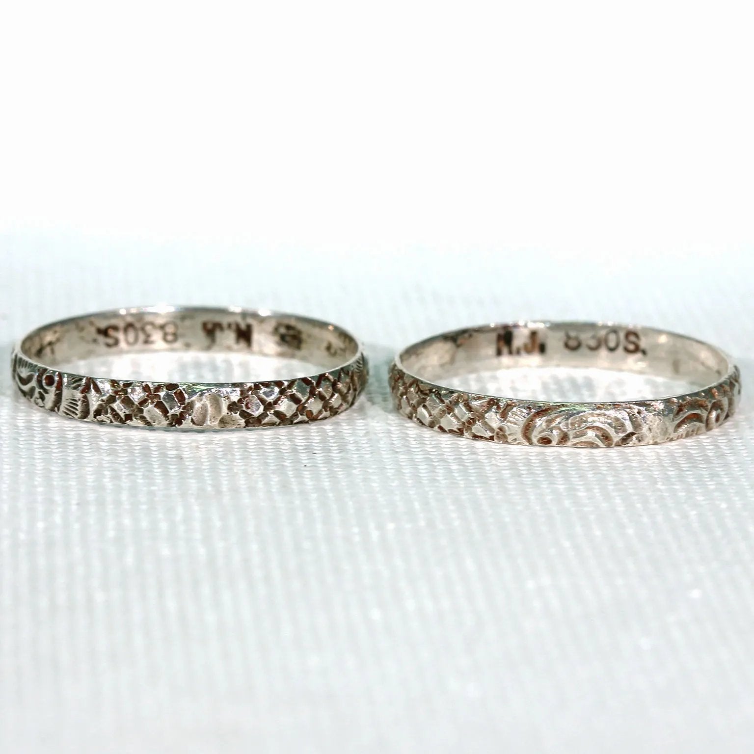 Set of 6 Antique Silver Band Rings