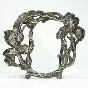 Silver Buckle Clasp with Frilly Iris and Leaf Motif