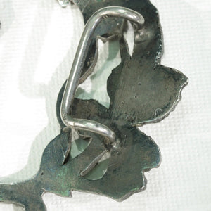 Silver Buckle Clasp with Frilly Iris and Leaf Motif