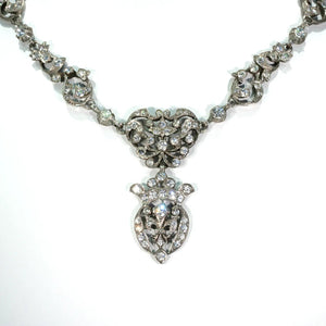 Silver French Fleur-de-lis Antique Paste Necklace