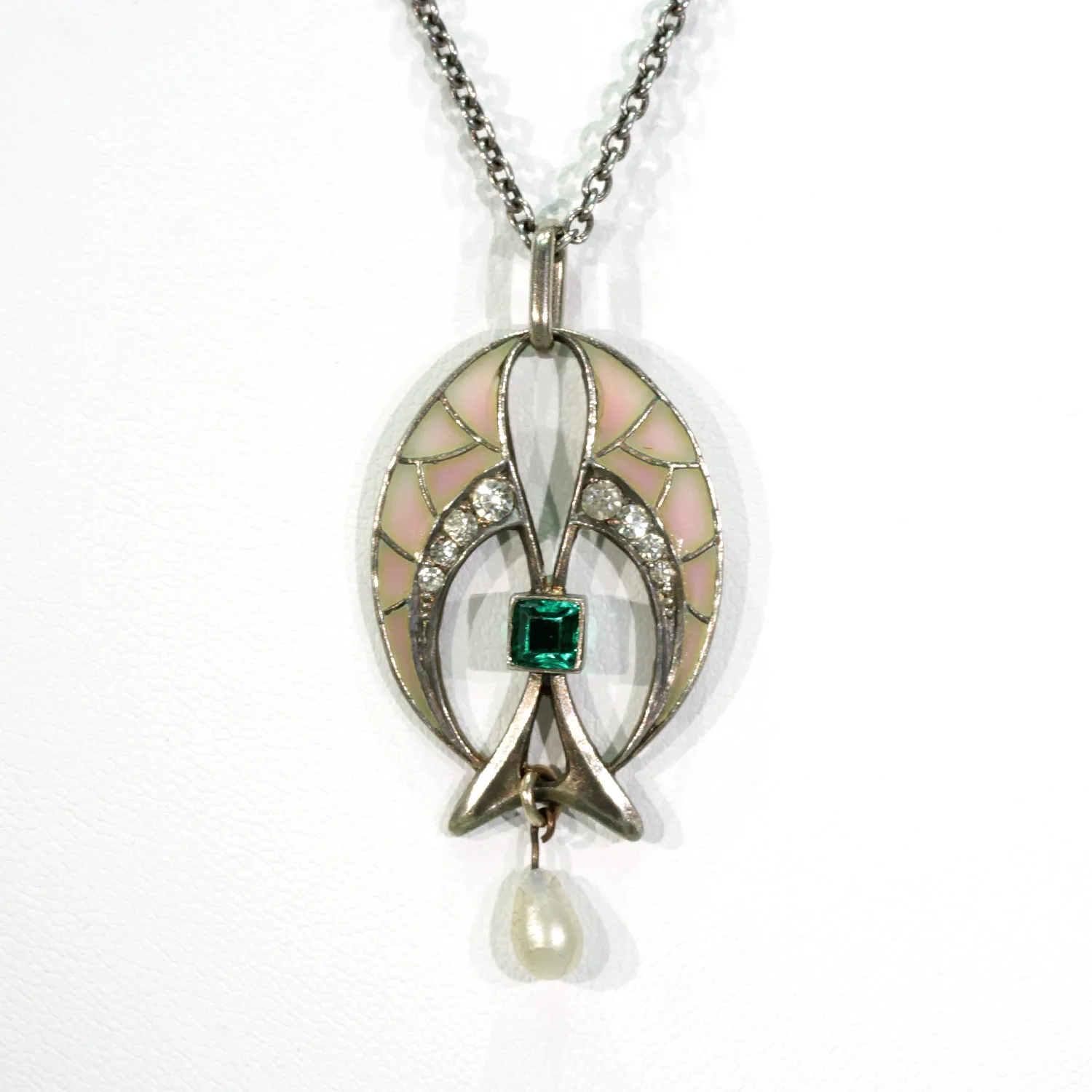 Silver Plique-a-Jour Art Deco Pendant