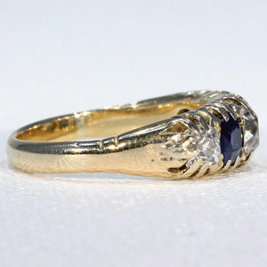 Victorian 5 Stone Diamond Sapphire Ring
