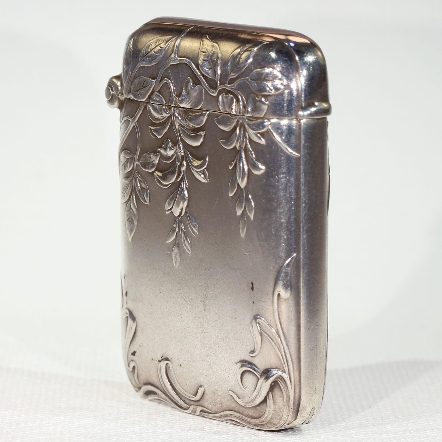 Antique Silver Art Nouveau Vesta Match Holder