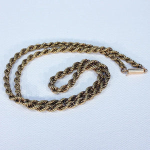 Victorian 17 inch Long Rope Chain 15k Gold Barrel Clasp
