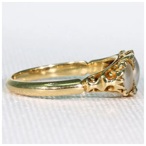 Victorian 18k Gold Blister Pearl Diamond Ring
