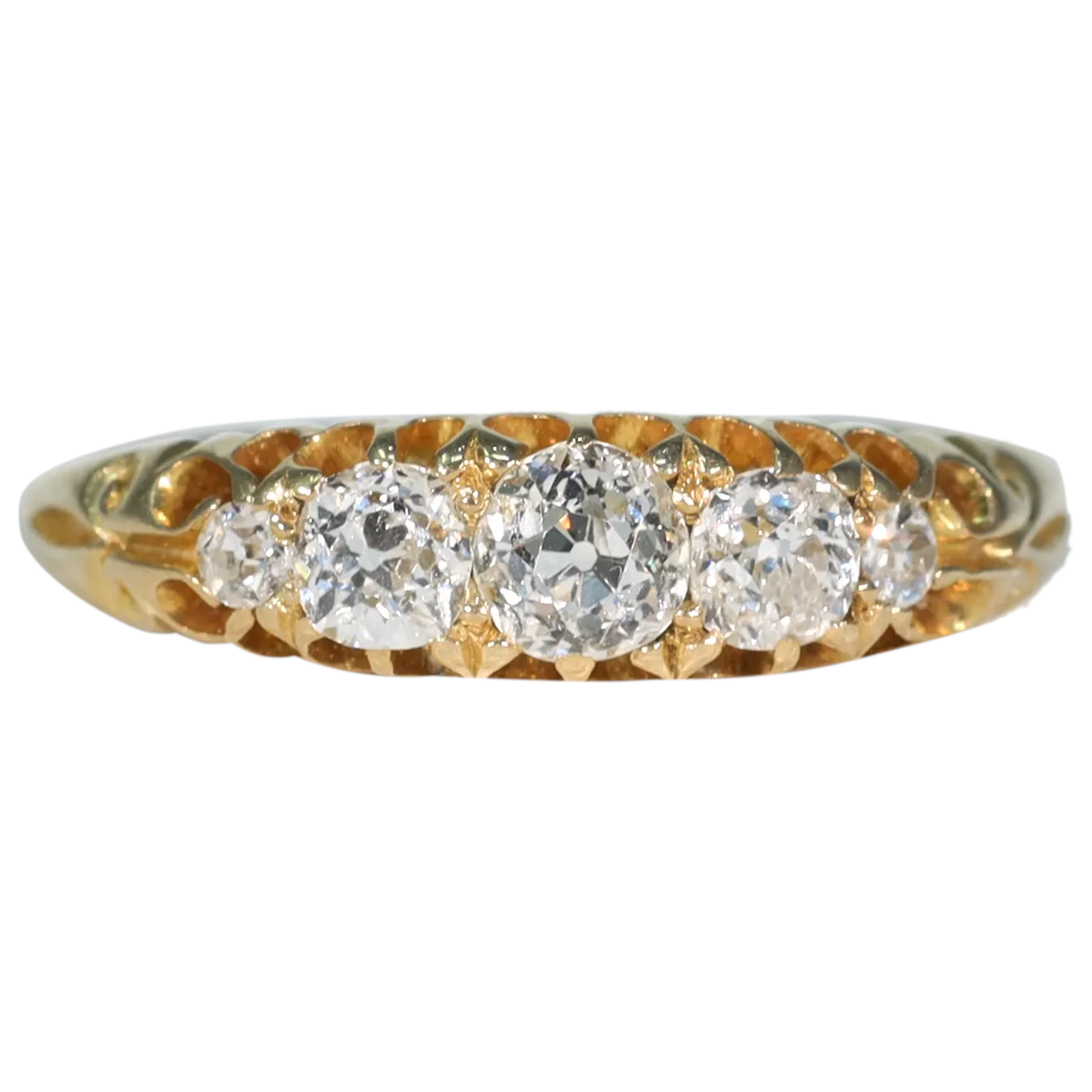 Victorian 5 Diamond Ring 18k Gold 1886