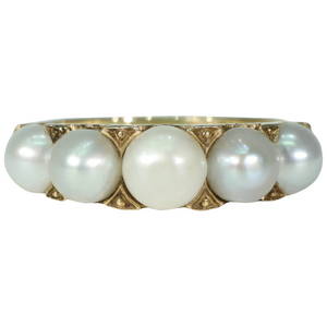 Victorian 5 Pearl 18k Gold Ring