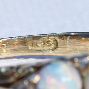 Victorian 5 Stone Opal Diamond Ring Half Hoop 18k Gold