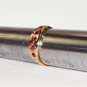 Victorian 5 Stone Ruby Ring in 15k Gold