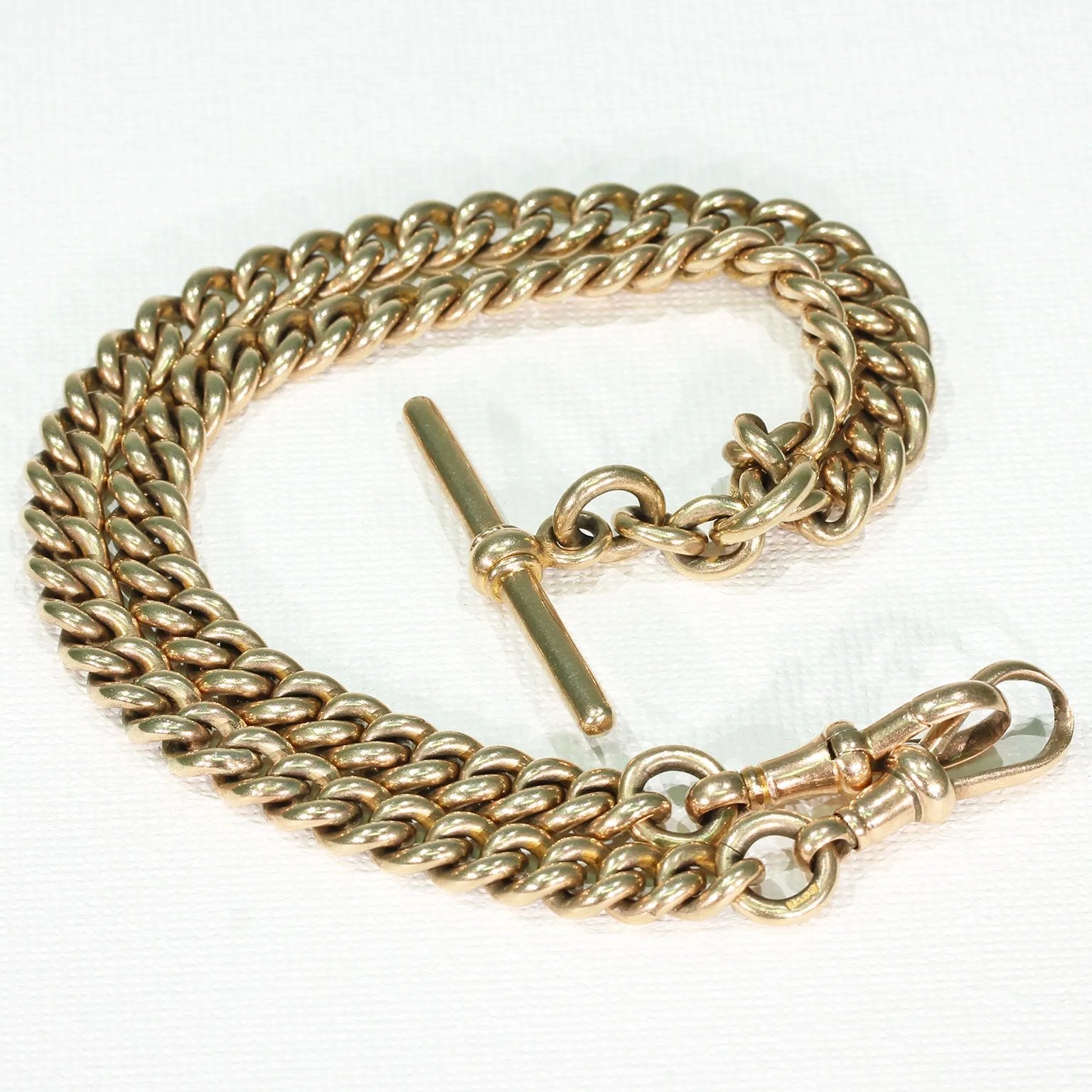 Victorian 9k Gold Watch Chain Necklace Double Albert