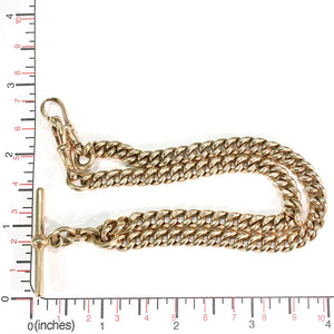 Victorian 9k Gold Watch Chain Necklace Double Albert