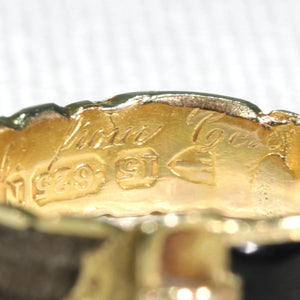 Victorian Black Enamel Memorial Ring Inscribed