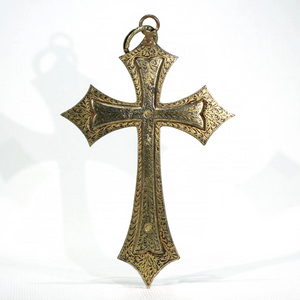 Victorian Colonial Indian Koftgari Cross Antique Pendant