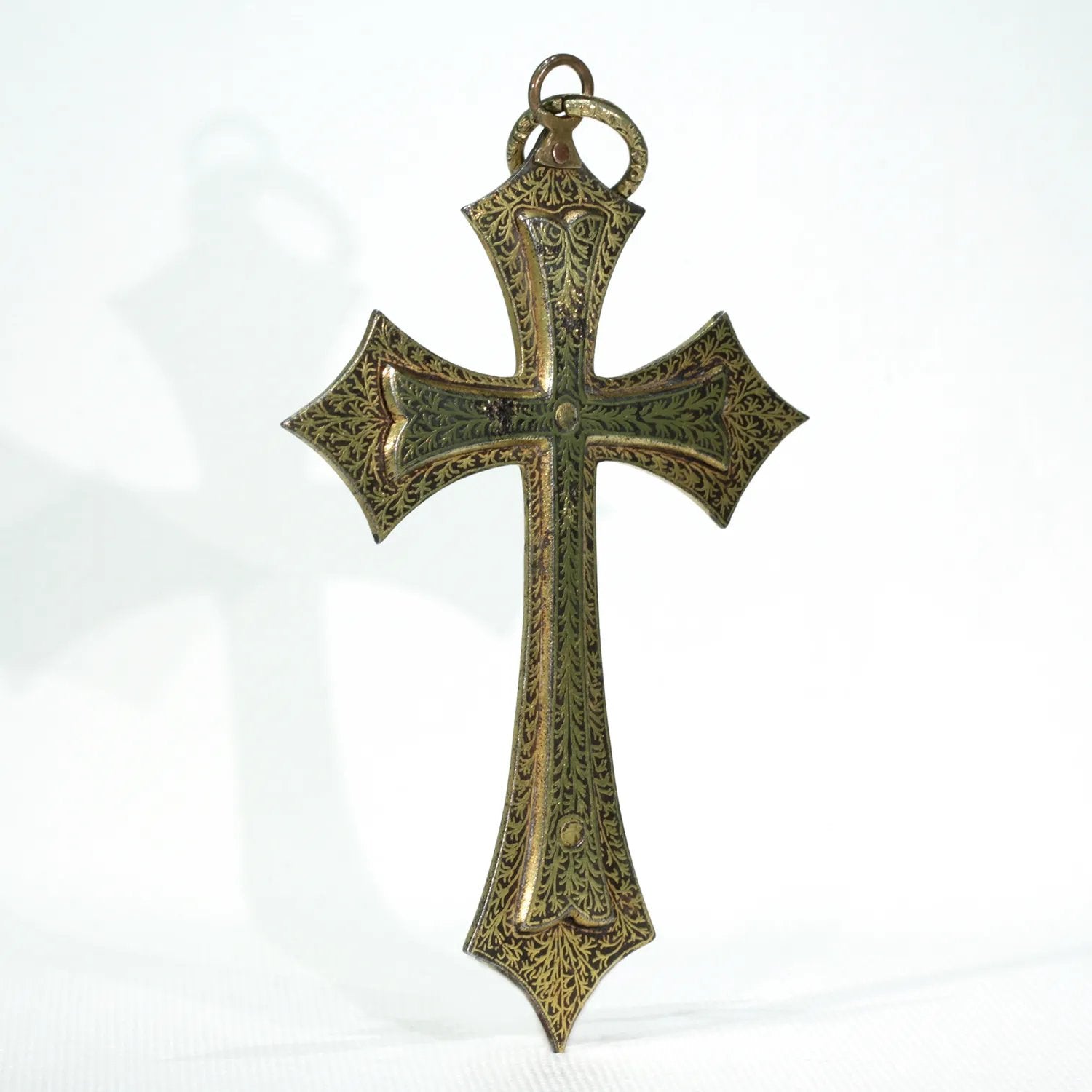 Victorian Colonial Indian Koftgari Cross Antique Pendant