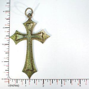 Victorian Colonial Indian Koftgari Cross Antique Pendant