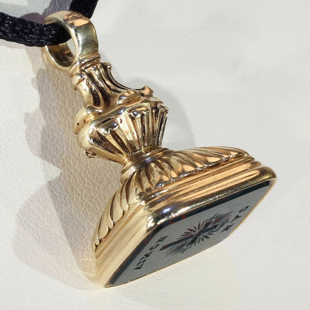 Victorian Cross Carved Intaglio Seal Pendant