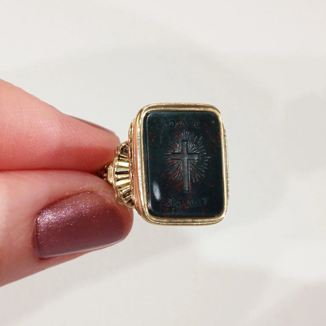 Victorian Cross Carved Intaglio Seal Pendant