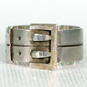 Victorian Double Buckle Silver Ring Hallmarked 1883