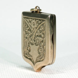 Victorian Engraved Shield Shaped Locket 9k Gold B&F