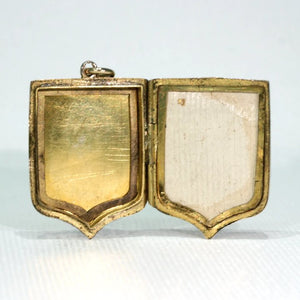 Victorian Engraved Shield Shaped Locket 9k Gold B&F
