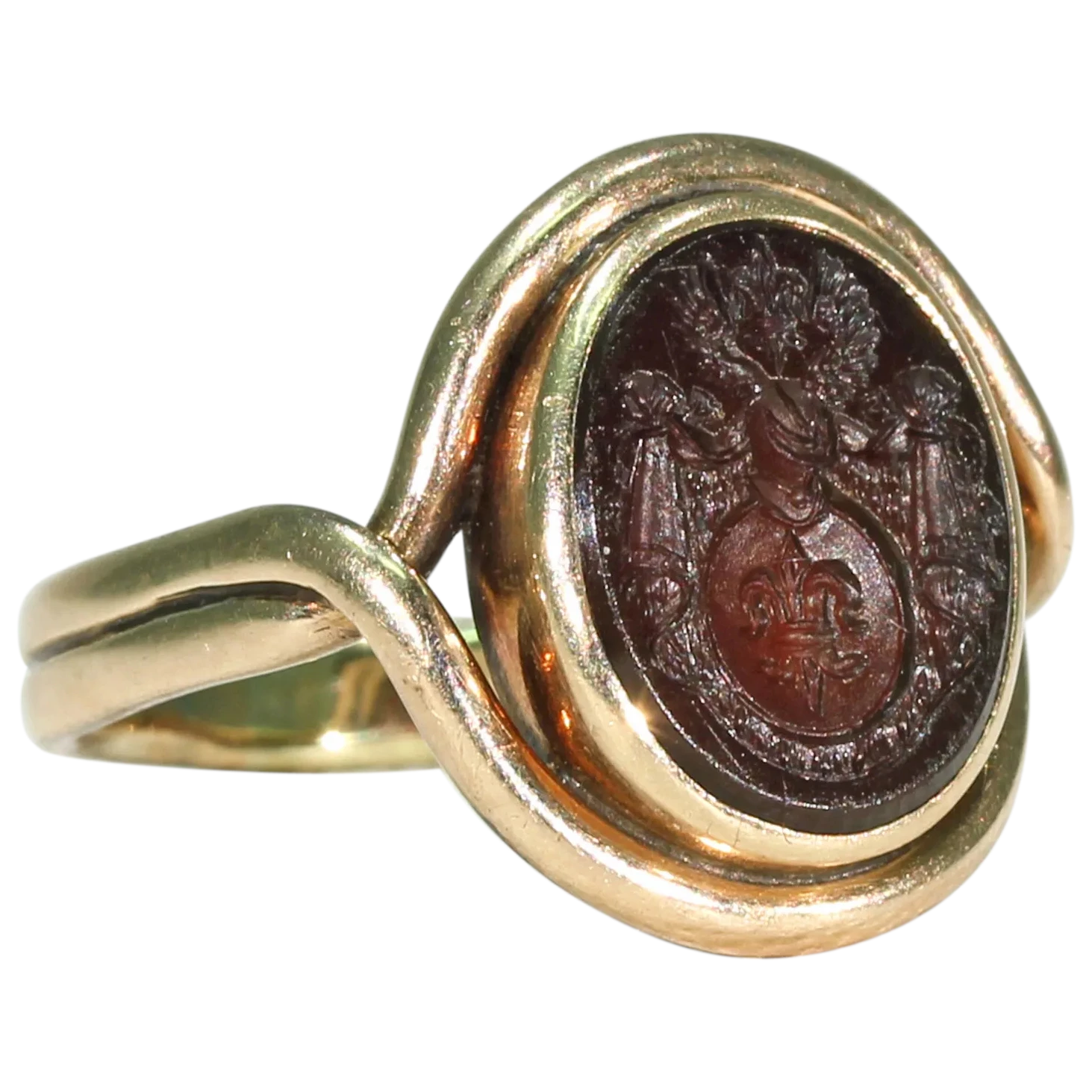 Victorian Era Tassie Seal Ring 14k Gold Intaglio Signet