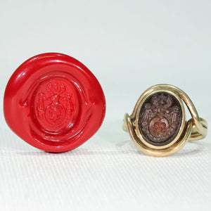 Victorian Era Tassie Seal Ring 14k Gold Intaglio Signet