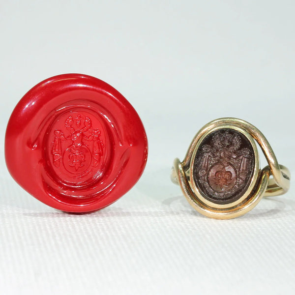 Antique 14K Gold & Intaglio Bloodstone Wax Seal,TRUTH IS STRONG,Letter  Sealer