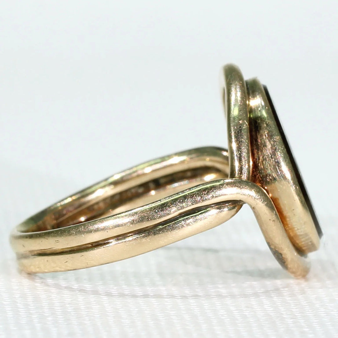 Victorian Era Tassie Seal Ring 14k Gold Intaglio Signet