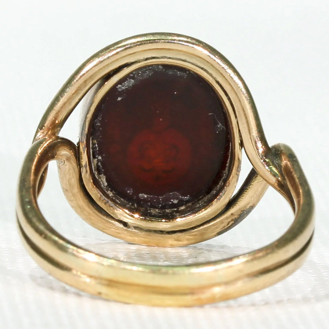 Victorian Era Tassie Seal Ring 14k Gold Intaglio Signet