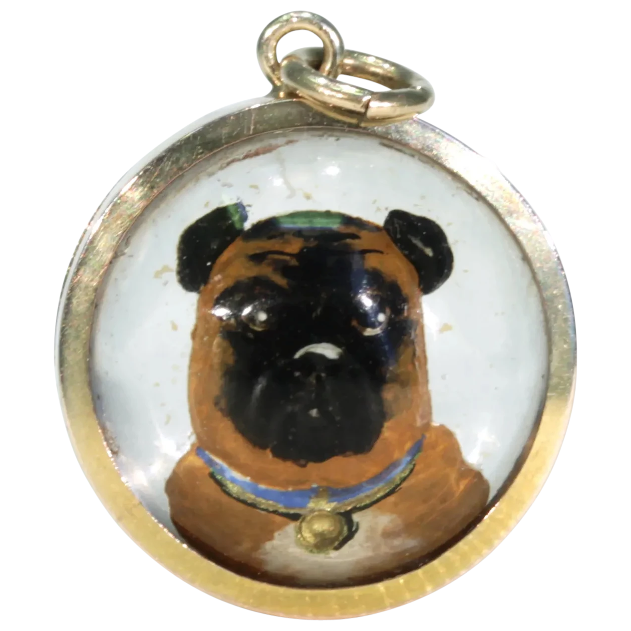 Victorian Essex Crystal Pug Dog Pendant